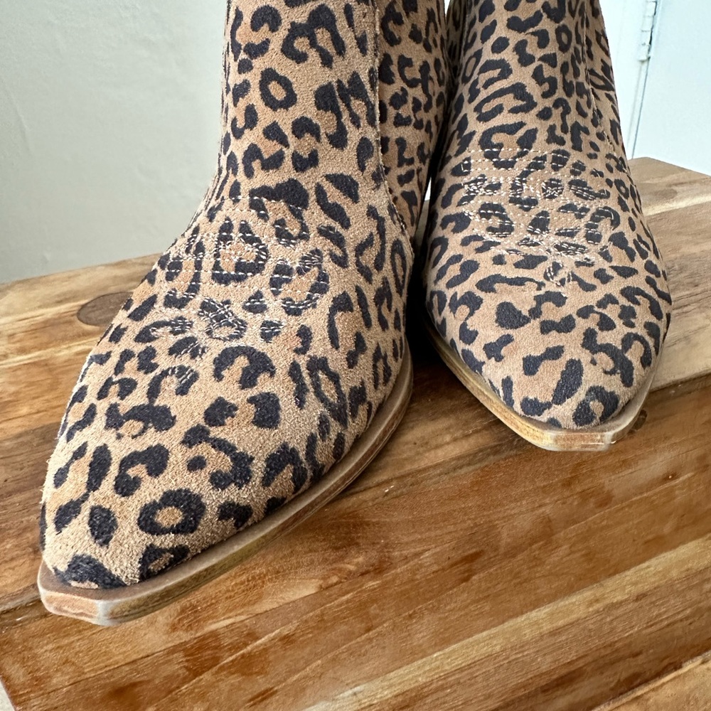 Women’s Klanton Leopard Print Western Ankle Boot 7.5 | Leather: Brown Tan Black